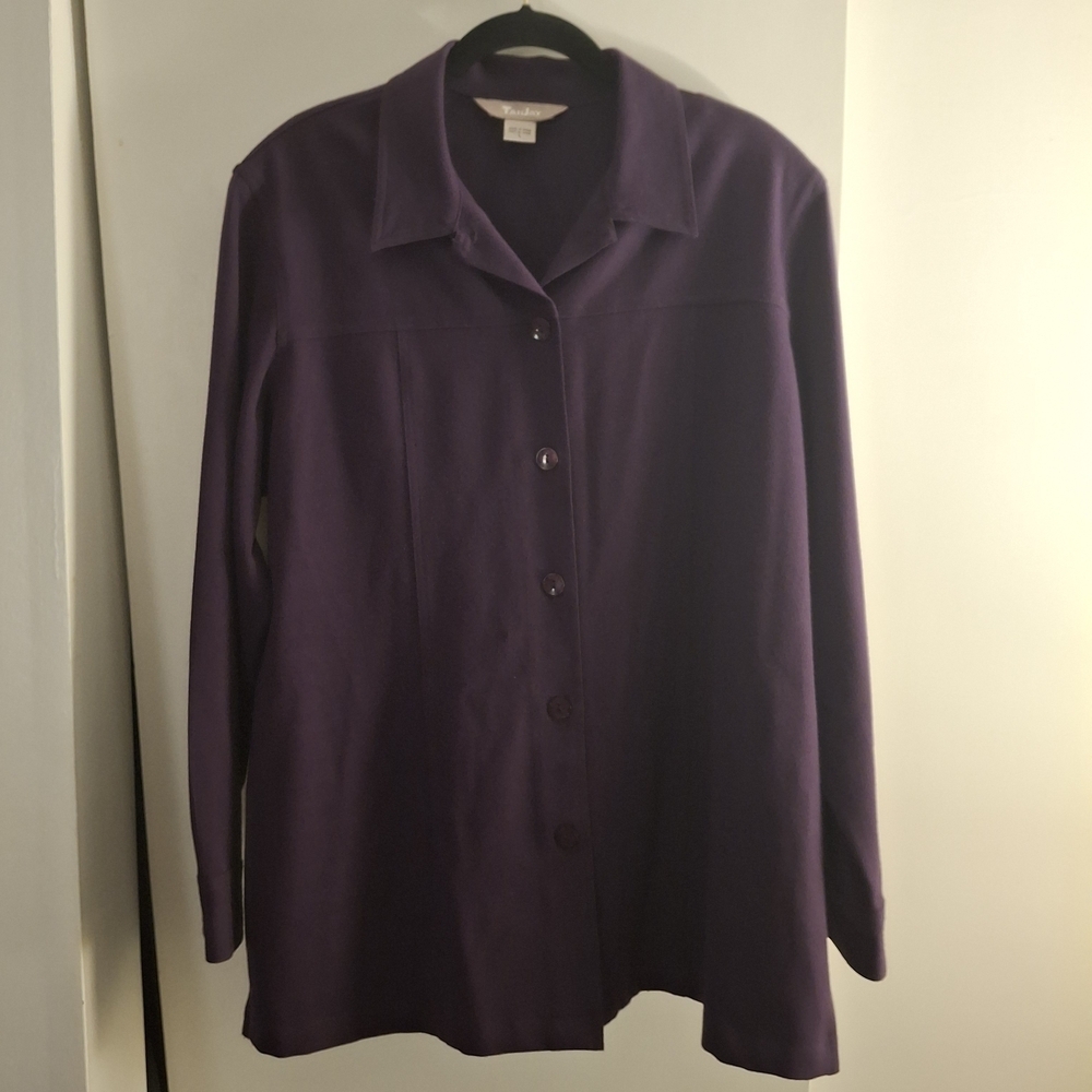 TanJay Women's Deep Purple Button-up Shirt Jacket